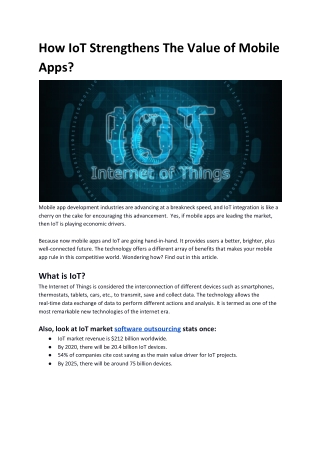 how iot strengthens the value of mobile apps