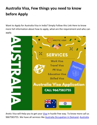 Australia Visa Application, Few Things before Apply in India