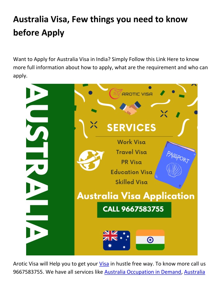 australia visa few things you need to know before