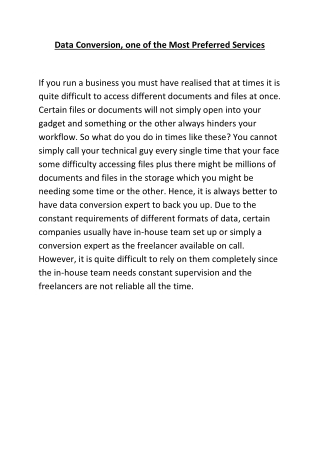 data conversion one of the most preferred services