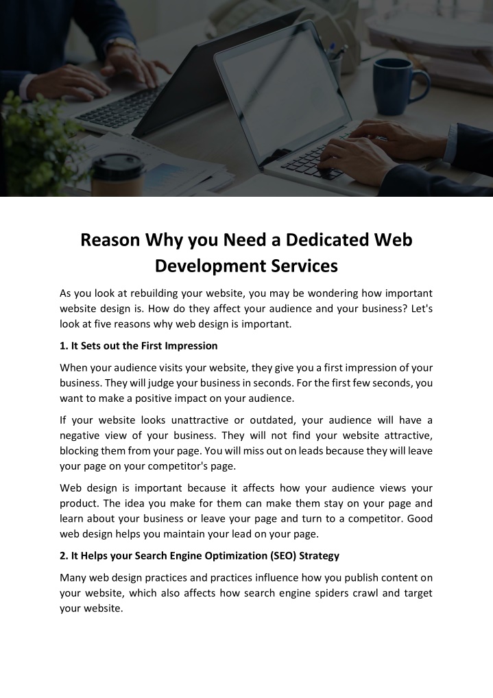 reason why you need a dedicated web development