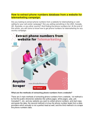 how to extract phone numbers database from