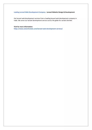 leading laravel web development company laravel