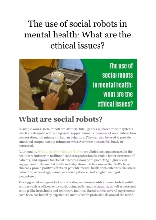 The use of social robots in mental health: What are the ethical issues?