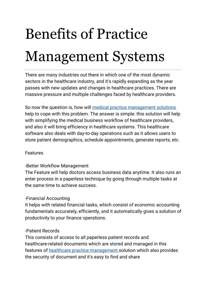 benefits of practice management systems
