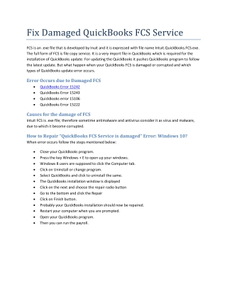fix damaged quickbooks fcs service