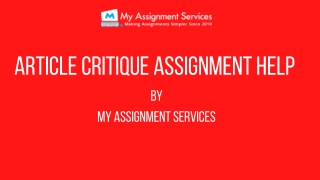 a rticle critique a ssignment help