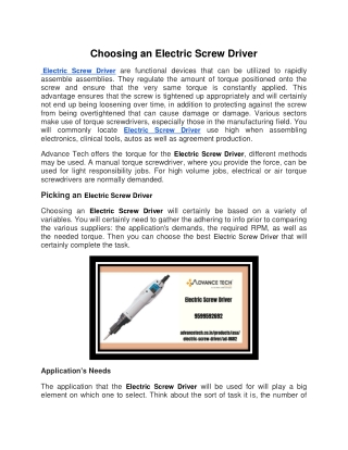 choosing an electric screw driver