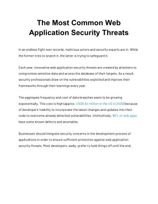 Top cyber security threats to web application development