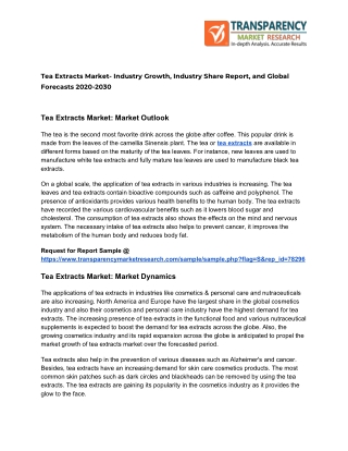 Impact of Covid-19 on Tea Extracts Market