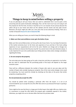 Things to keep in mind before selling a property