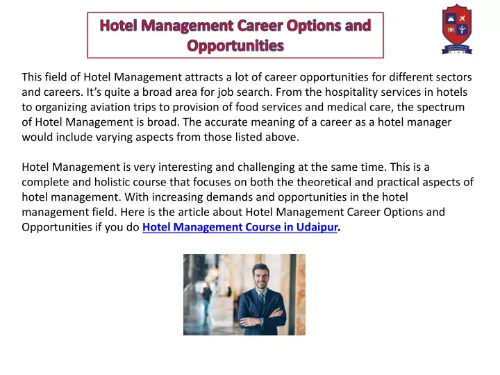 hotel management career options and opportunities