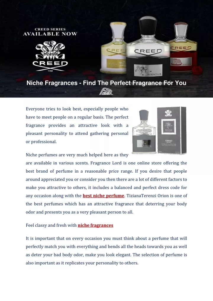 niche fragrances find the perfect fragrance