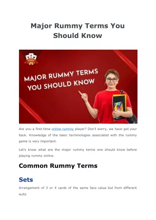 major rummy terms you should know