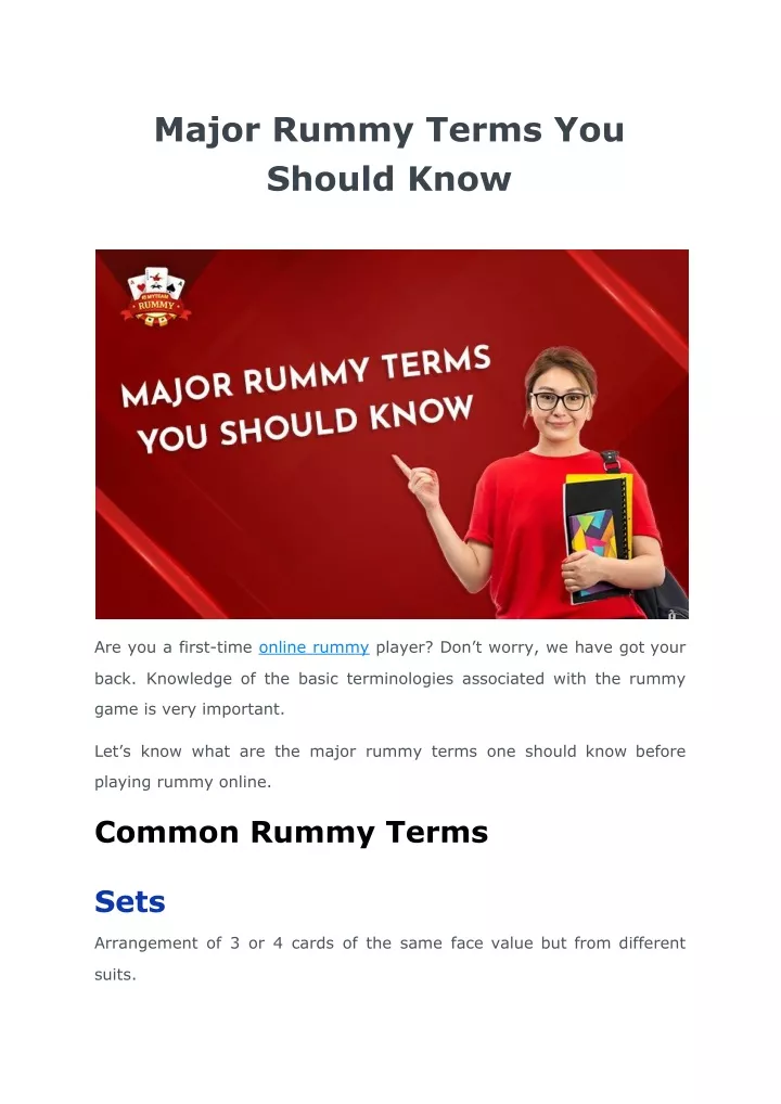 major rummy terms you should know