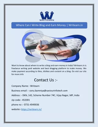 where can i write blog and earn money writearn in