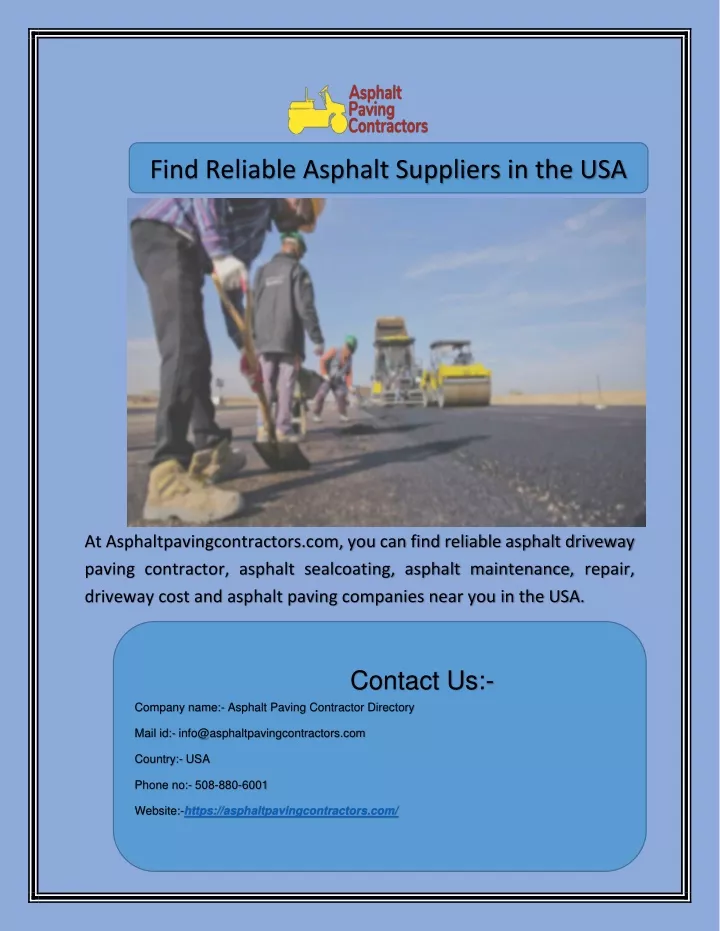 find reliable asphalt suppliers in the usa