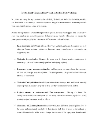 how to avoid common fire protection system code