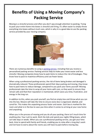 benefits of using a moving company s packing