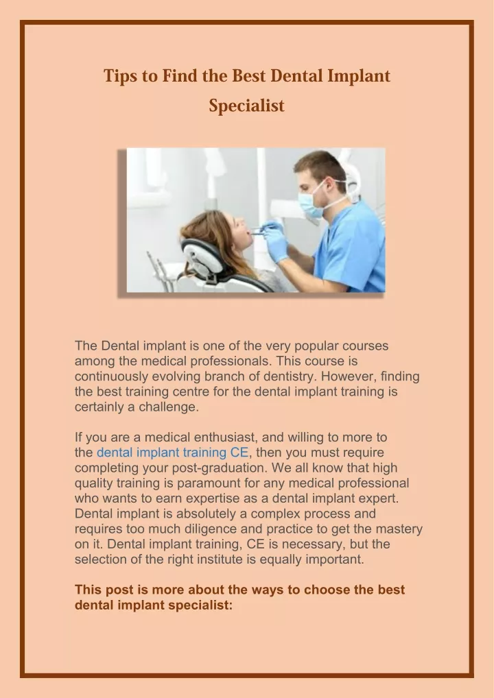 tips to find the best dental implant
