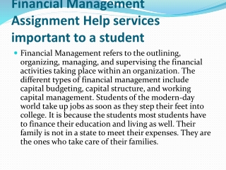 financial management assignment help services important to a student