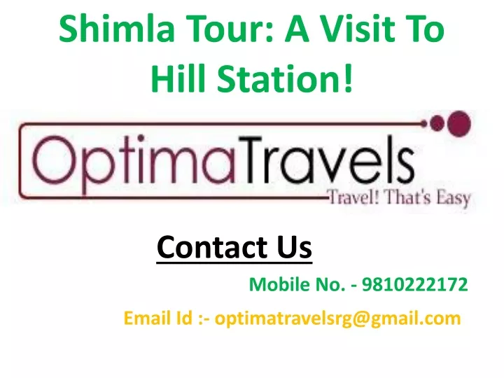 shimla tour a visit to hill station