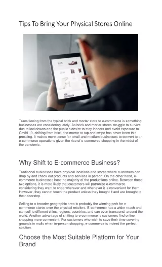 tips to bring your physical stores online