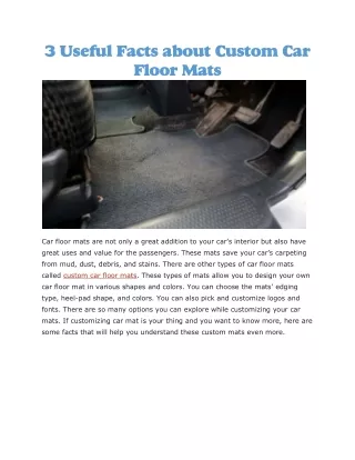 3 useful facts about custom car floor mats
