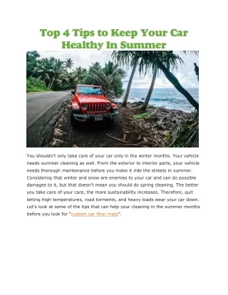 top 4 tips to keep your car healthy in summer