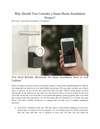 why should you consider a smart home installation