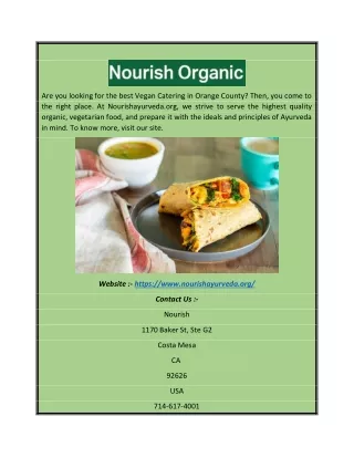 Best Healthy Restaurant Orange County | Nourish Ayurveda
