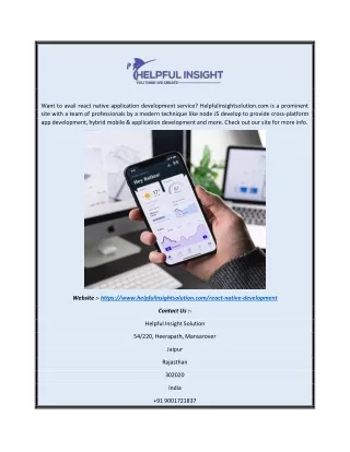 want to avail react native application