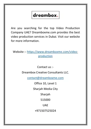 Video Production Company UAE | Dreamboxme.com
