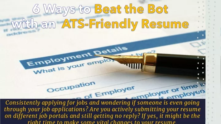 6 ways to beat the bot with an ats friendly resume