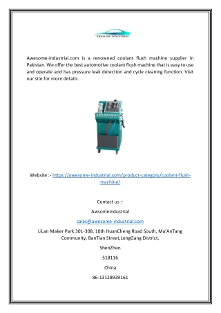 Coolant Flush Machine Pakistan | Awesome-industrial.com