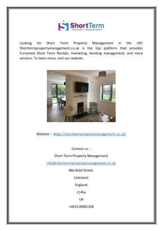 Short Term Property Management | Shorttermpropertymanagement.co.uk