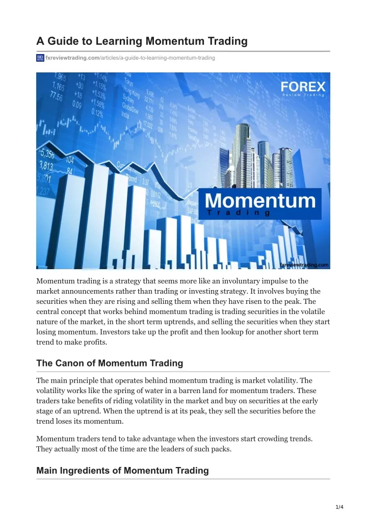 a guide to learning momentum trading