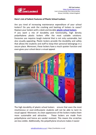 fsp cool lockers
