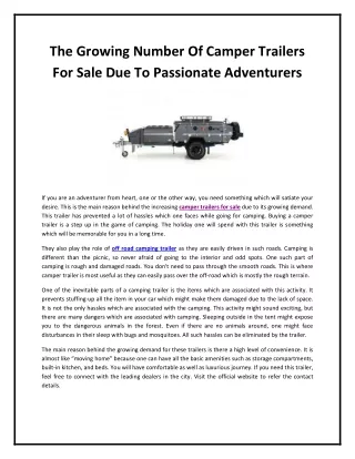 the growing number of camper trailers for sale
