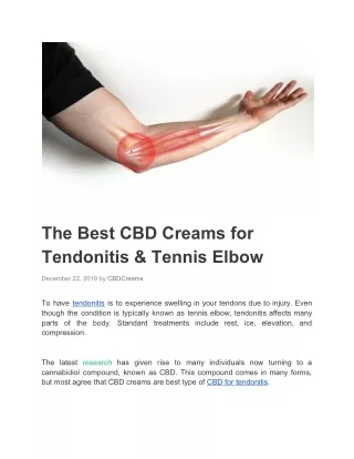 The Best CBD Creams for Tendonitis & Tennis Elbow