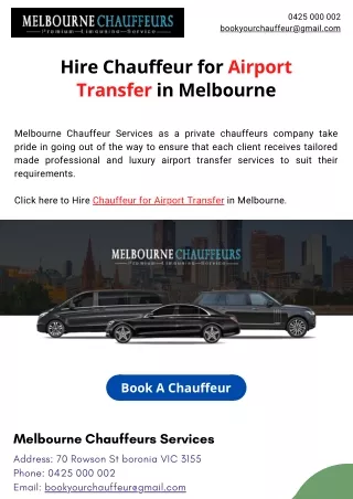 Hire Chauffeur for Airport Transfer in Melbourne