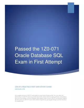 passed the 1z0 071 oracle database sql exam