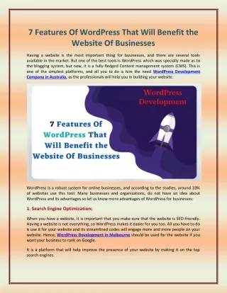 7 features of wordpress that will benefit