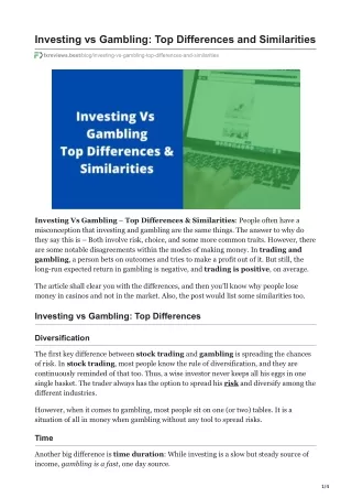 investing vs gambling top differences