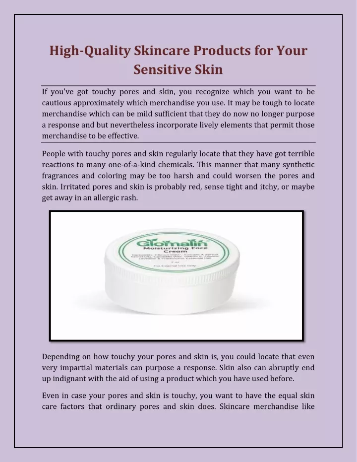 high quality skincare products for your sensitive