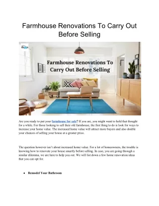 Farmhouse Renovations To Carry Out Before Selling