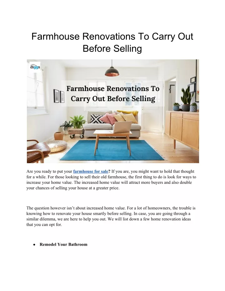 farmhouse renovations to carry out before selling