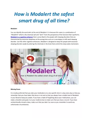 How is Modalert the safest smart drug of all time?