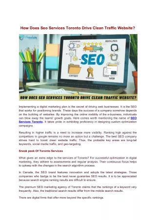 how does seo services toronto drive clean traffic