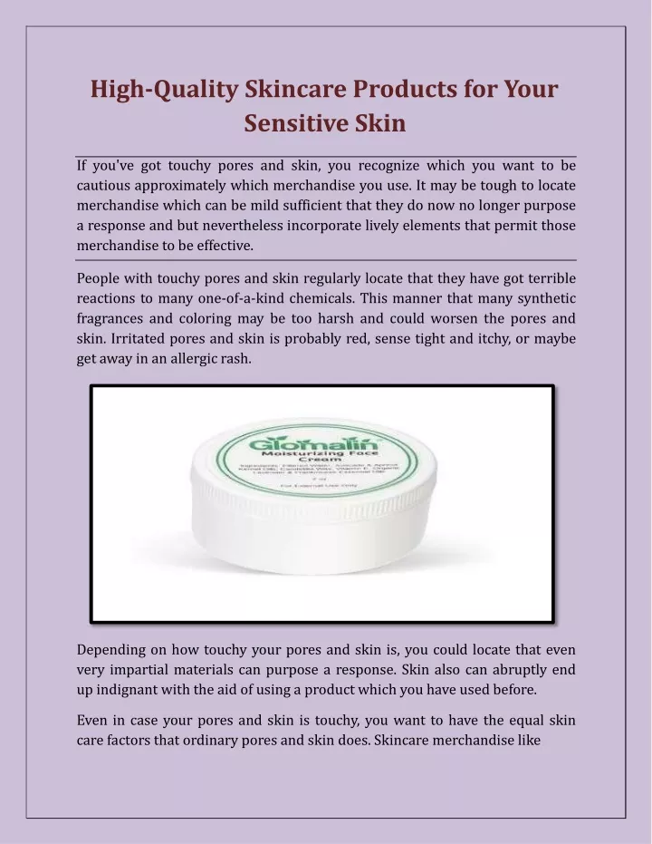 high quality skincare products for your sensitive skin